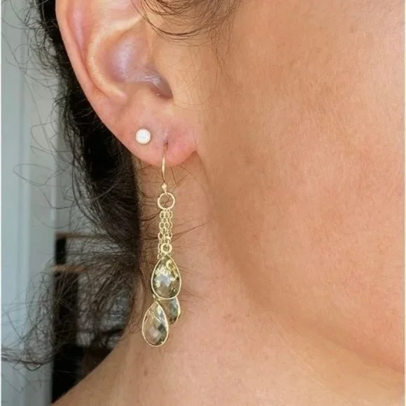 Earrings BEAUTIFUL Green Amethyst Gemstone Dangle Earrings sterling silver post